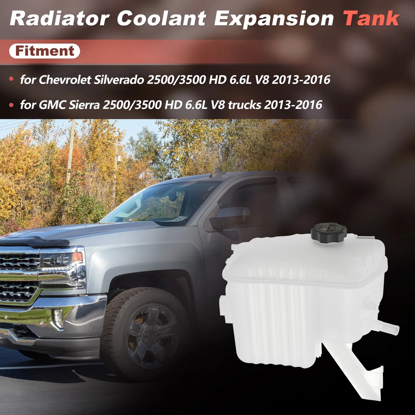 Coolant Expansion Reservoir Tank with Cap for Chevy Silverado 2500 3500 (2001–2019) 603-008
