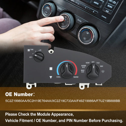 3 Knob AC Heater Climate Control Panel 5C2H19E764AA for Ford E150 E250 (2005–2014)