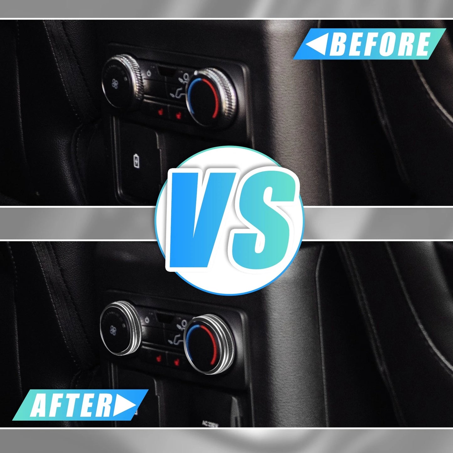 2X Air Temperature AC Knob Cover Aluminum Alloy for Ford Explorer