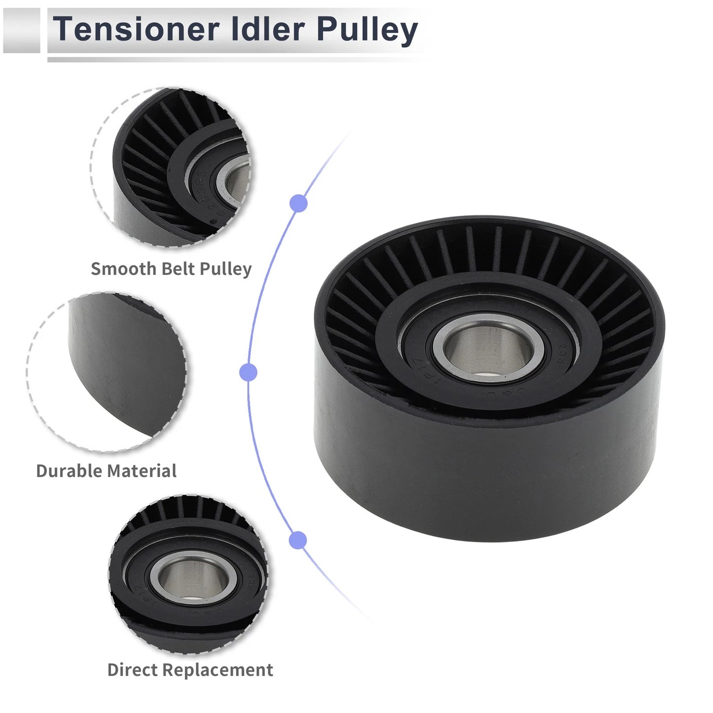 Drive Belt Idler Pulley for Porsche 911 (2009–2015) No. 9A110221200 Black