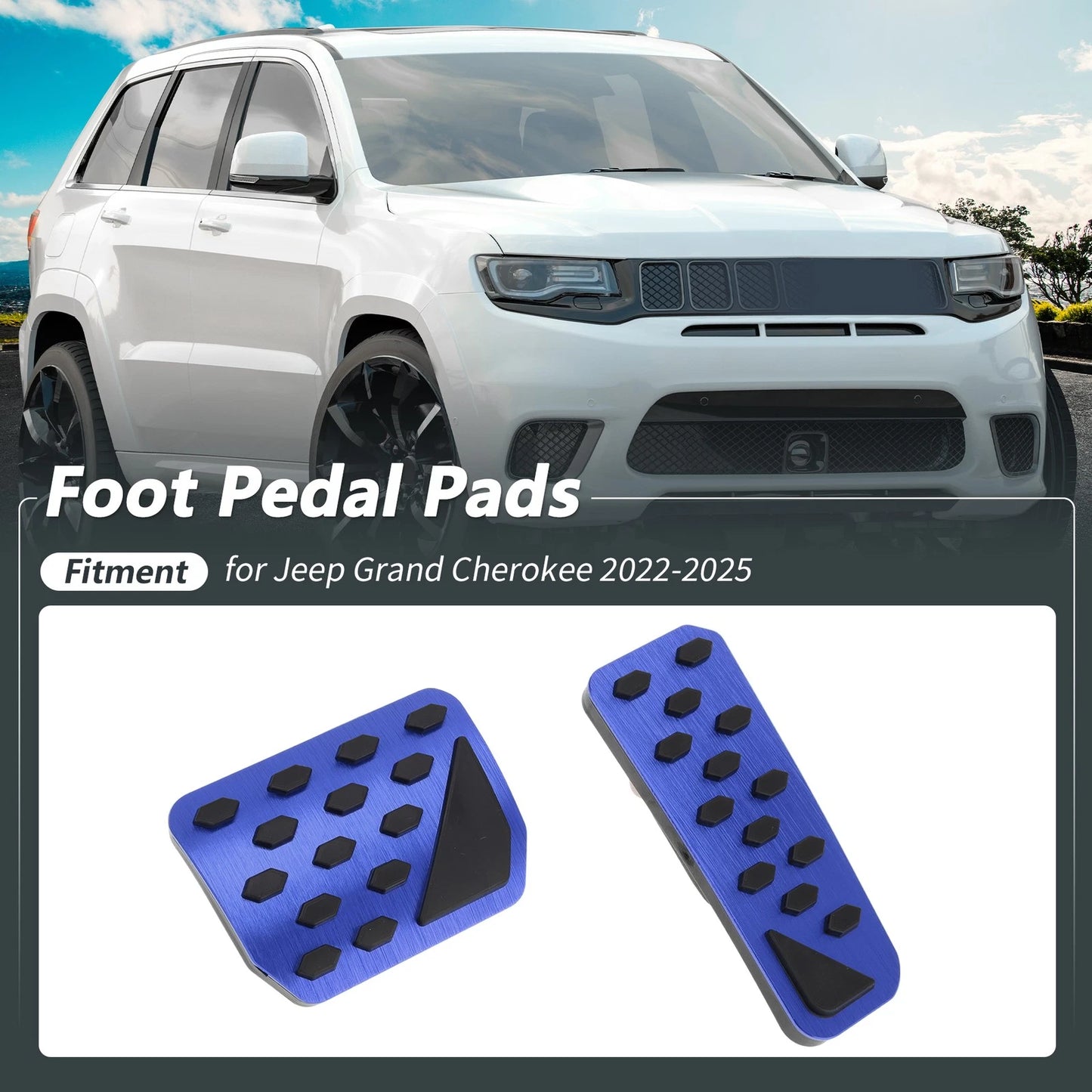 2Pcs Foot Pedal Pads Cover for Jeep Grand Cherokee (2022–2025) Blue