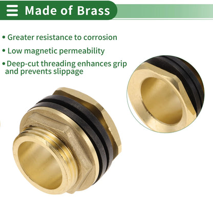 2X Brass Pipe Fittings 1" Male Thread Adapter with Gasket