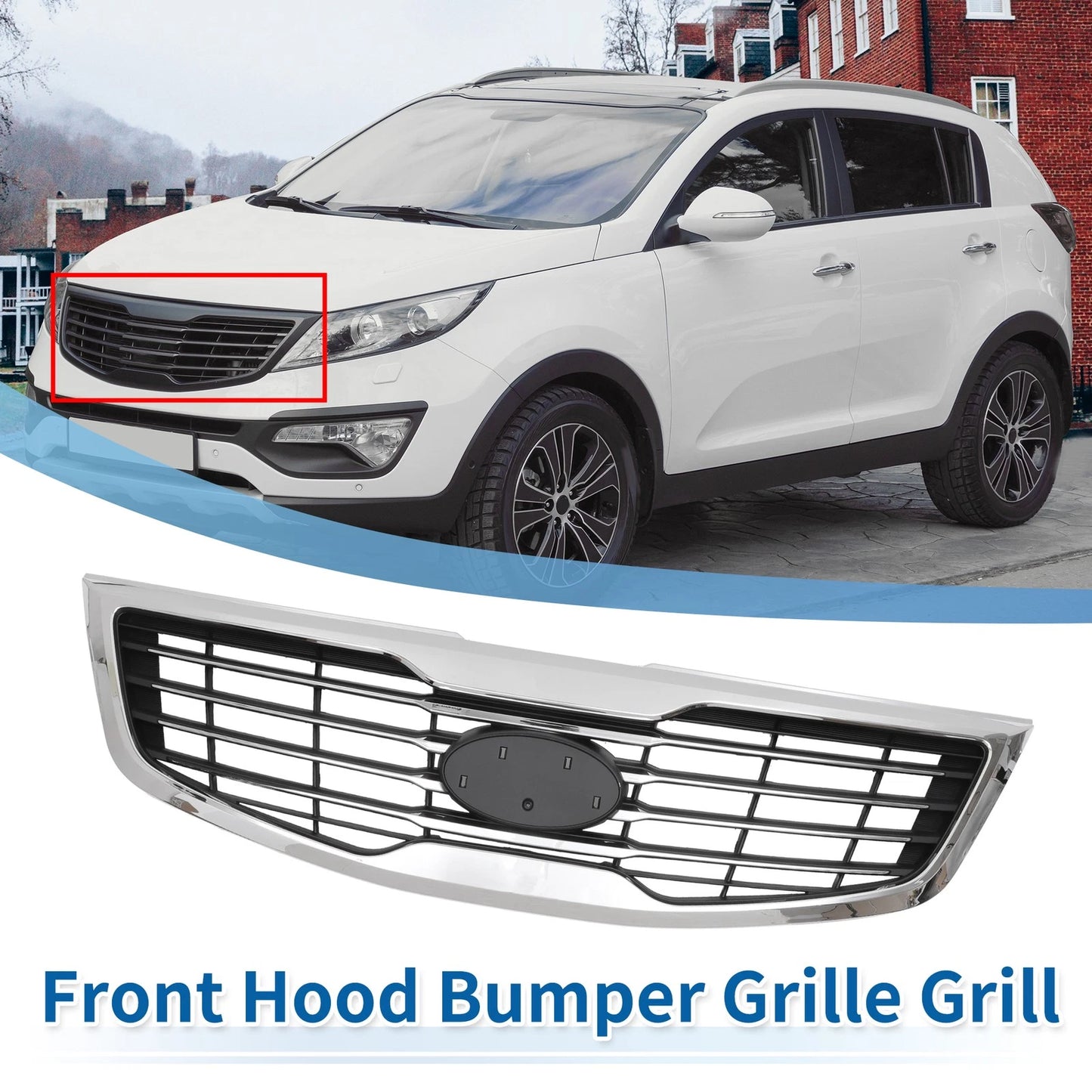 Front Hood Bumper Grille for Kia Sportage (2011–2012) No.863503W010 Black