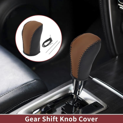 1 Pc Gear Shift Knob Cover for Subaru Forester (2006–2012) Brown Faux Leather