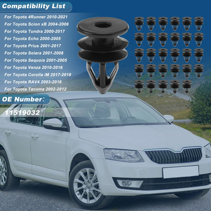 30pcs Door Trim Clips for Buick LaCrosse (2005–2009) No. 11519032 Plastic Black