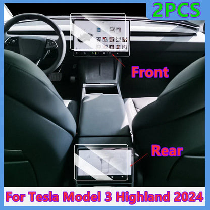2 x Front & Rear Glass Screen Protector for Tesla Model 3 Highland (2024–2024)