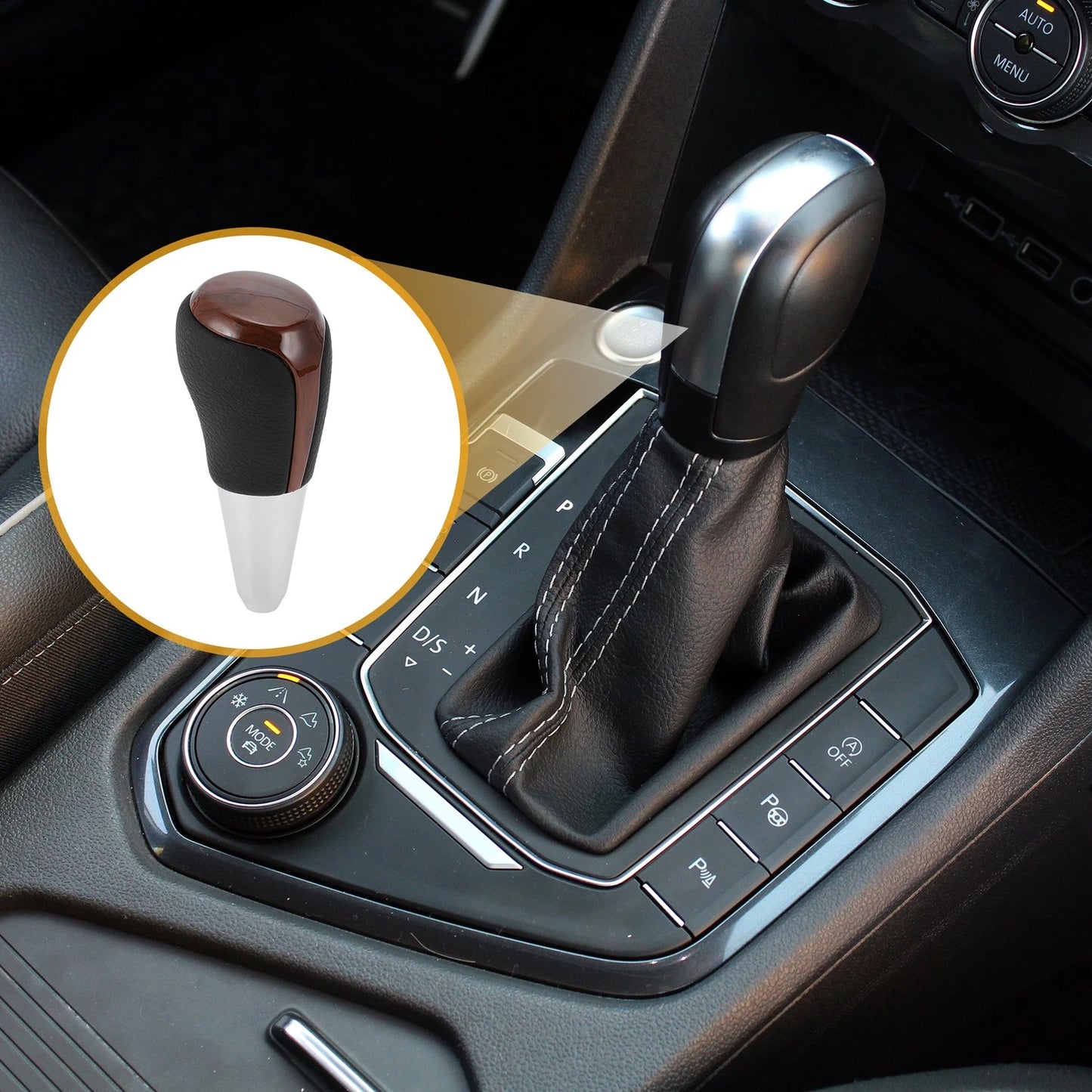 Automatic Gear Shifter Knob for Toyota Prius C (2012–2017) Faux Leather Black Brown
