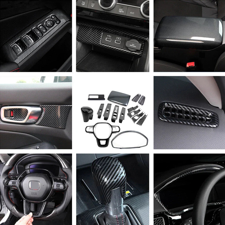 15PCS / ABS Carbon Fiber Kit Trim for Honda Civic Sedan (2022–2024)