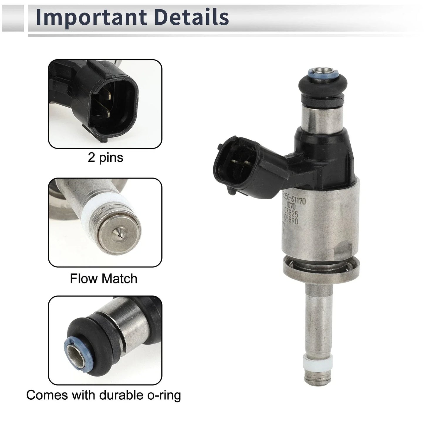 Fuel Injector for LEXUS GS350 2016-2019 1 x Black Silver Tone