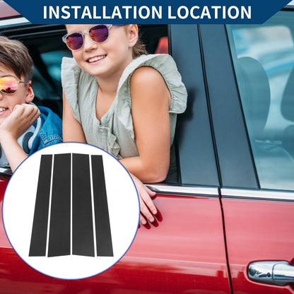 Set of 4 Car Pillar Window Trim Covers for Toyota Tundra (2007–2020) Black Carbon Fiber