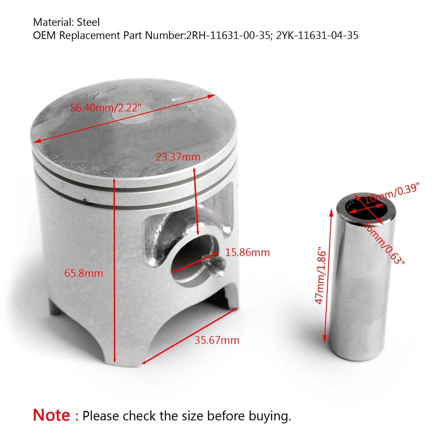 Piston Ring Kit for Yamaha TZR125 TDR250 TDR125 (1987–1994) STD Boron 56.40mm