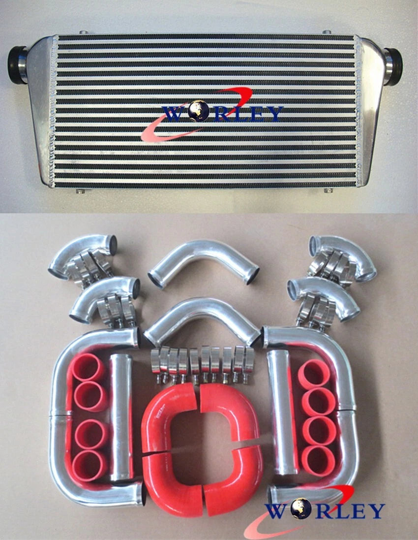 Front Mount Intercooler Set with 3" Piping & Red Silicone Hose