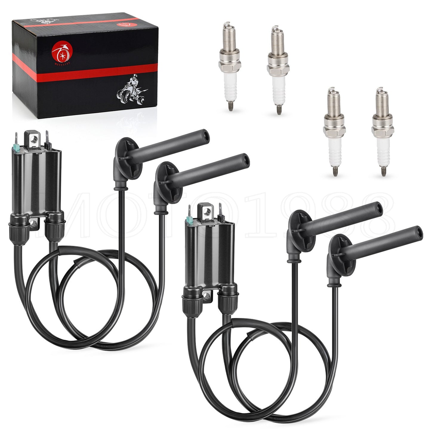 Set of 2 Ignition Coils & Spark Plugs for Honda Magna 750 (1995–1996)