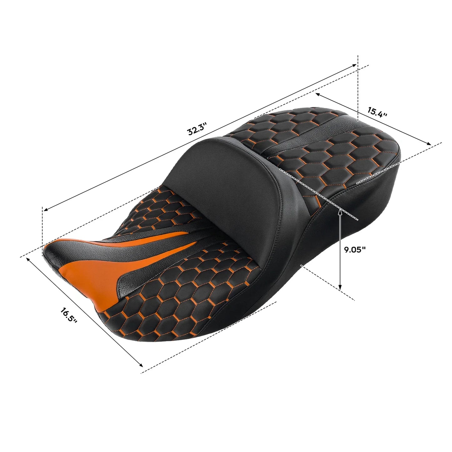 Orange Black Gel Seat for Harley Touring Electra Glide (2009-2023)