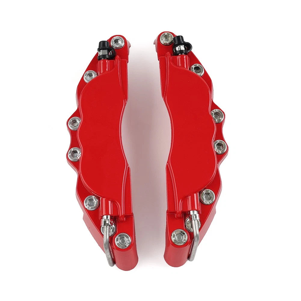 Set of 4 Metal Disc Brake Caliper Covers for Universal Fit (Small Size) Red
