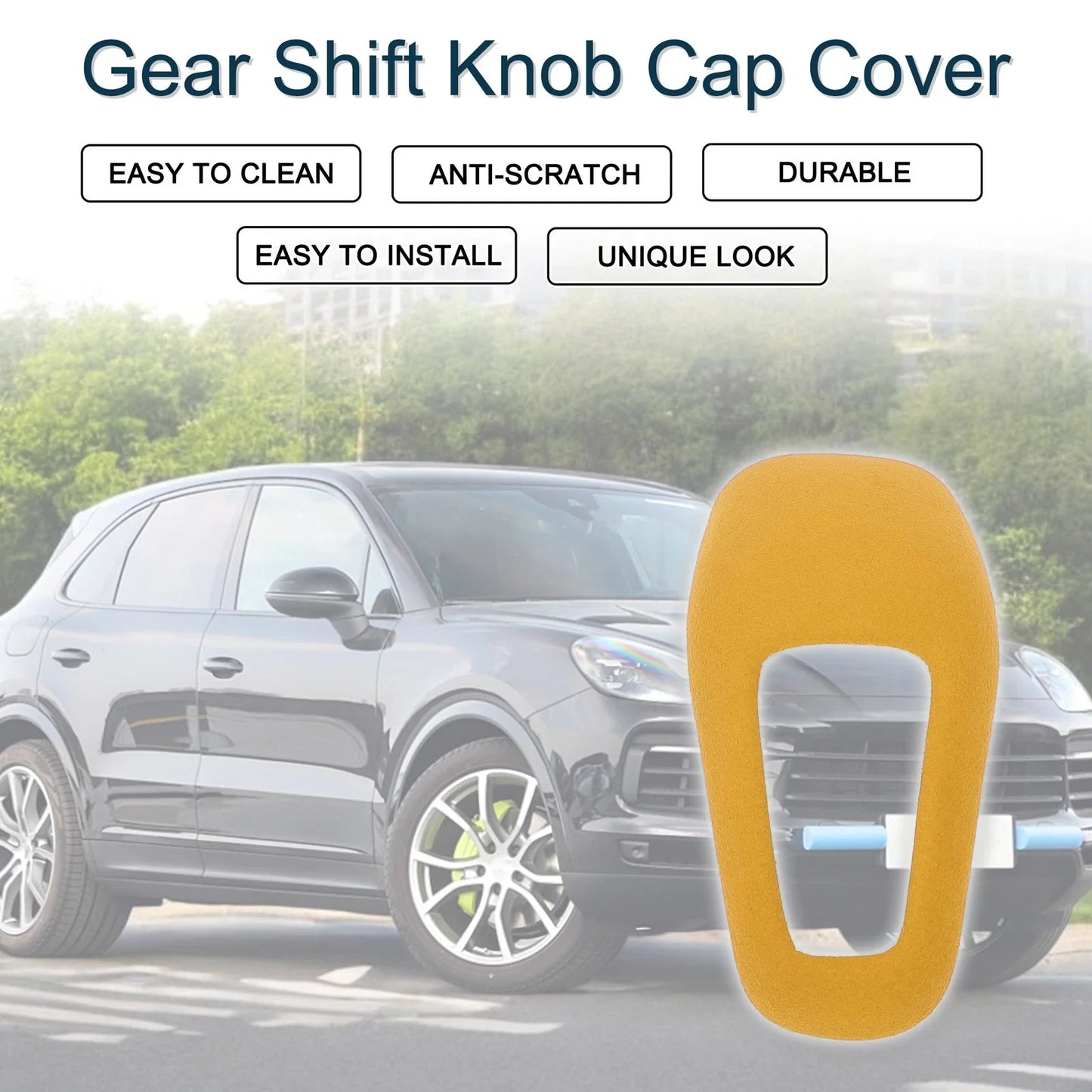 Gear Shift Knob Cap Cover for Porsche Cayenne (2018-2025) Yellow 1 x Pcs