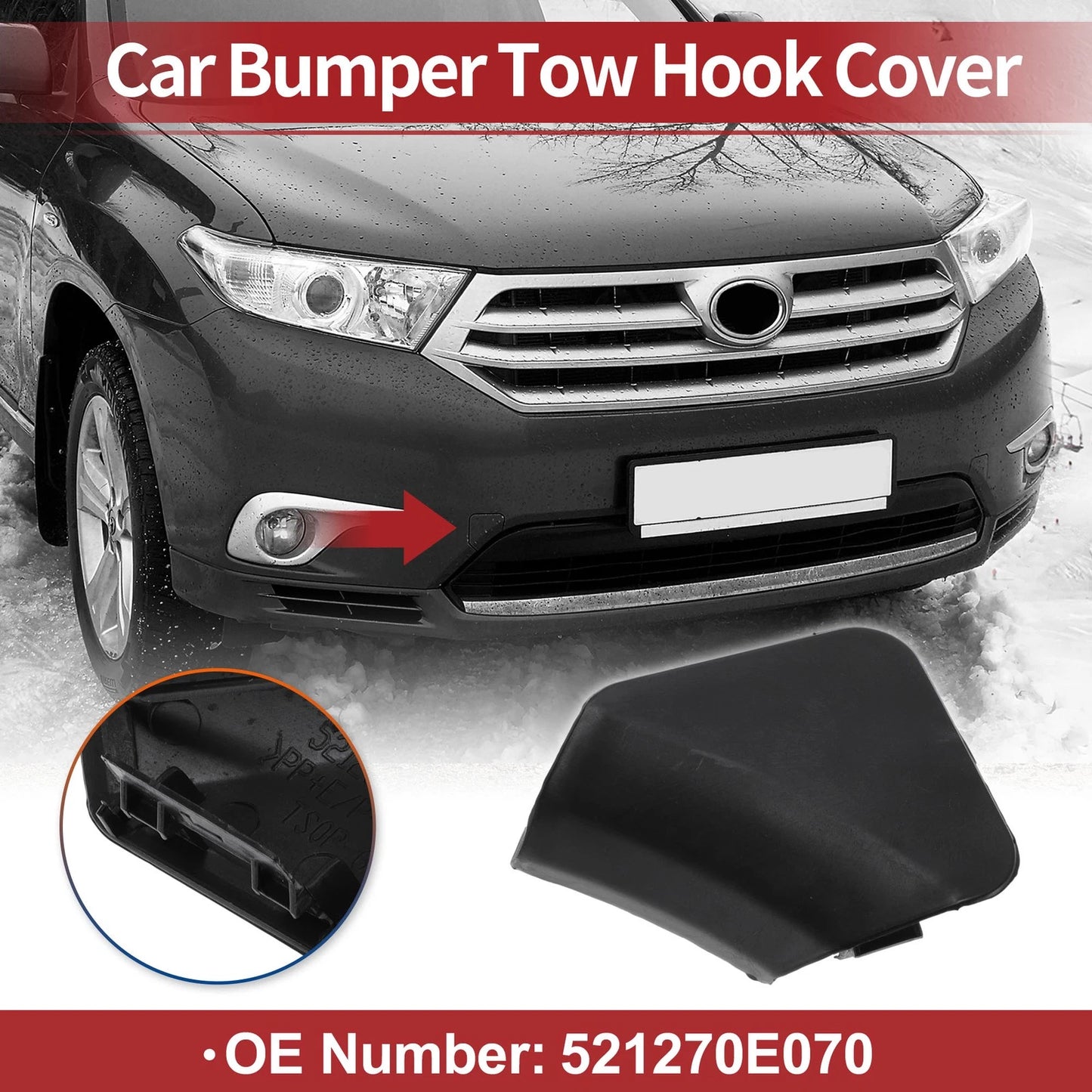 Tow Hook Cover Cap for Toyota Highlander (No. 521270E070) (2014–2019) Black