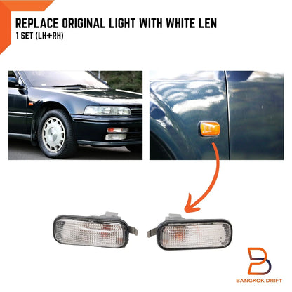 LH+RH Clear Lens Side Marker Turn Signal Lights for Honda Accord (1992-1995)
