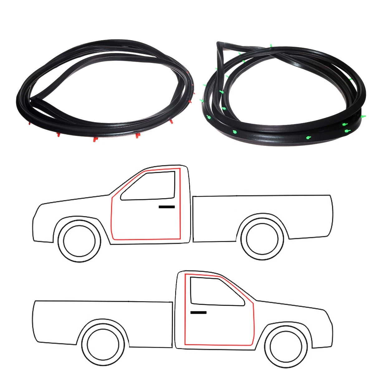 Set of 4 Door Weatherstrip Rubber Seals for Toyota Hilux (1972–1978)