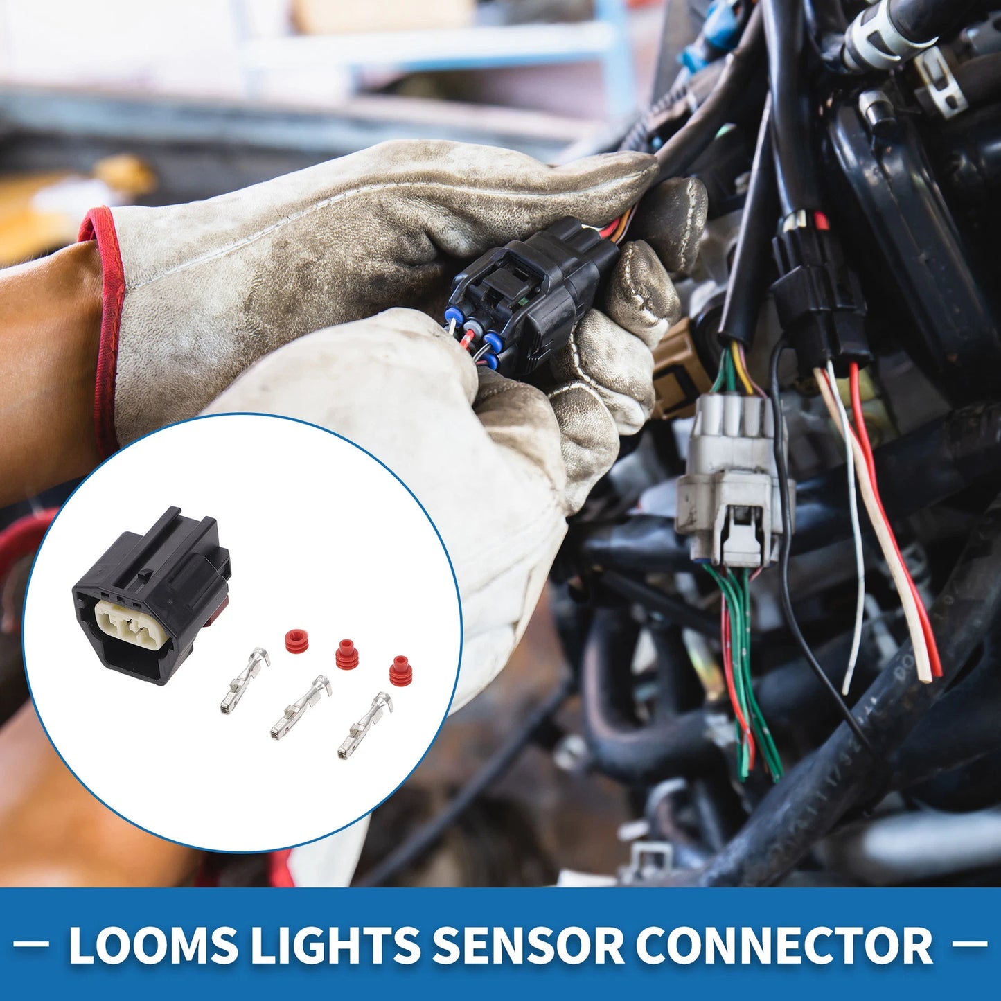Set of 3 Pin Looms Lights Sensor Connectors for Ford Volvo