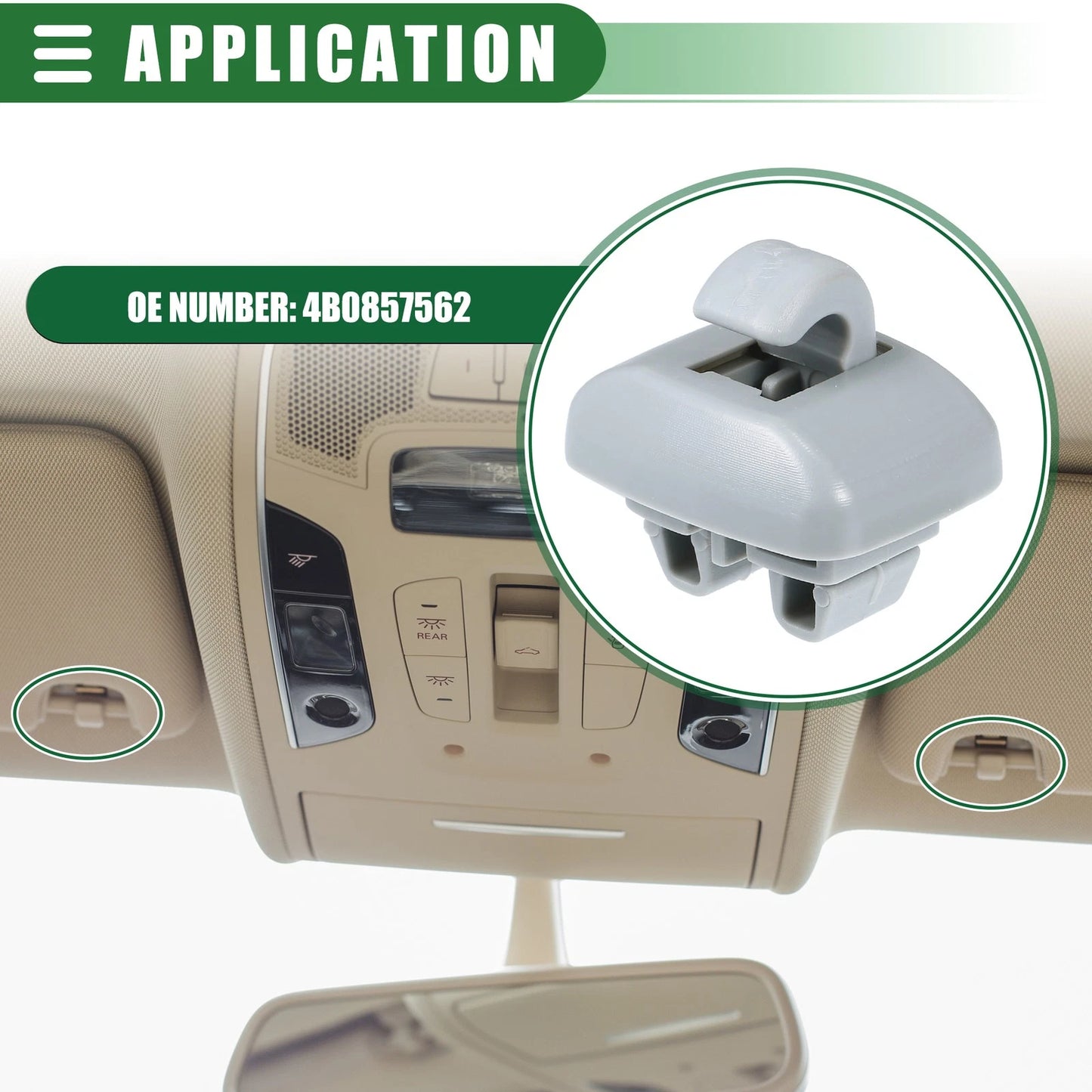 2X Sun Visor Holder Clip for Audi A6 Quattro (1998–2005) No. 4B0857562 Gray