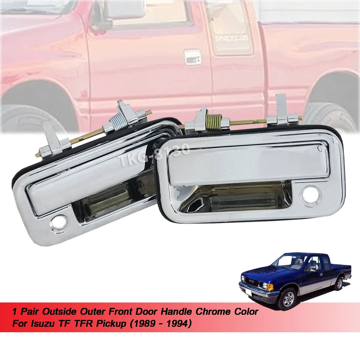 1 Pair Chrome Exterior Front Door Handle for Holden Rodeo (1989-1994)