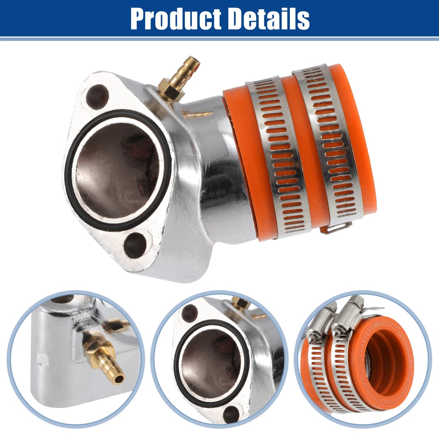 Set of 1.3" Intake ID Orange Carburetor Interface for GY6-125 150 (4T)
