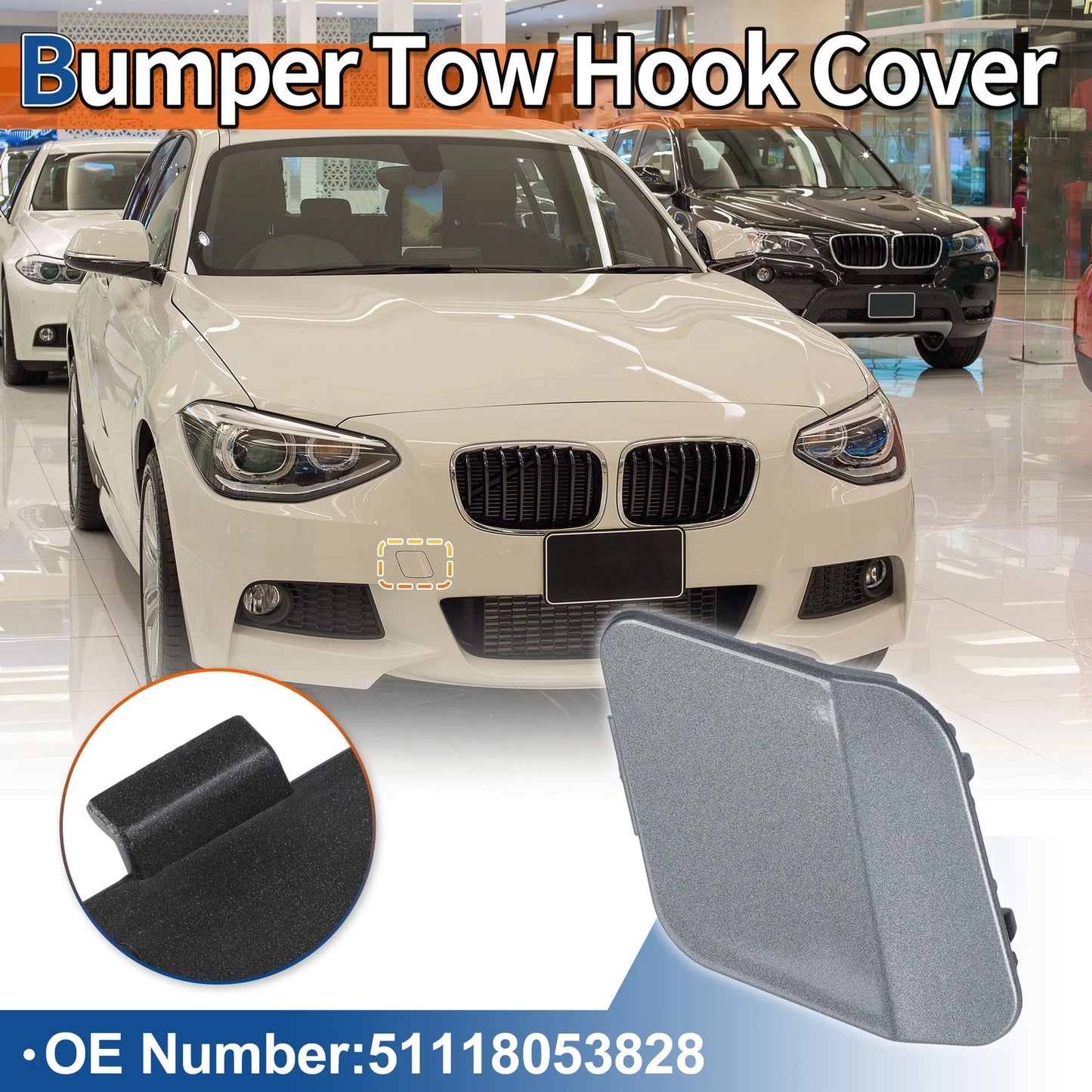 Front Tow Hook Cover for BMW 114i (2012–2014) No. 51118053828 Mineral Grey
