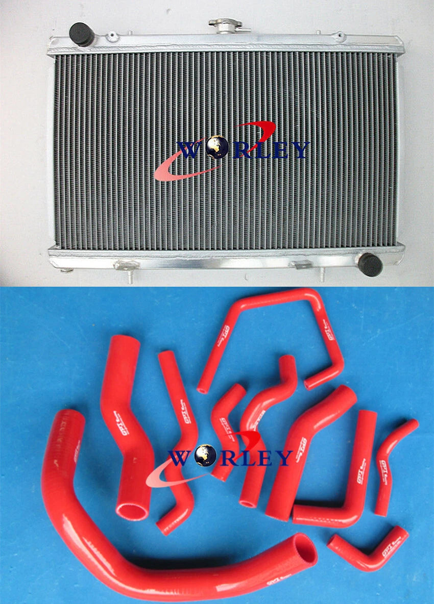 52mm Aluminum Radiator & Blue Hose for Nissan Silvia 180SX (1989–1994)