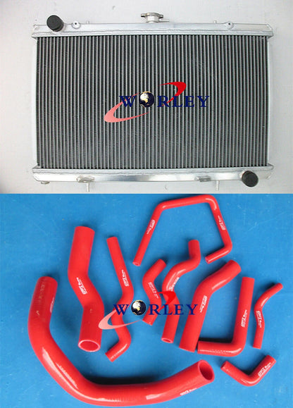 52mm Aluminum Radiator & Blue Hose for Nissan Silvia 180SX (1989–1994)