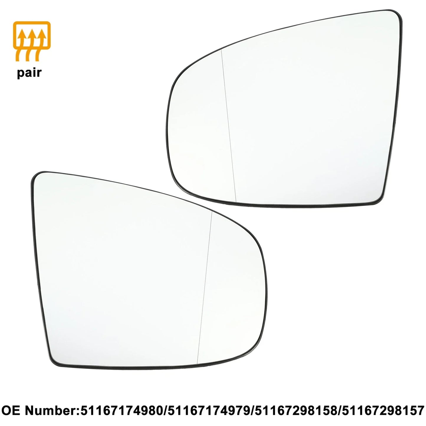 Pair Car Mirror Glass Replacement for BMW X5 X6
