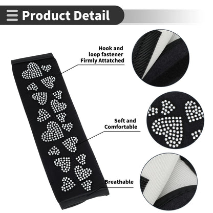 Set of 2 White Seat Belt Cover Pads for Universal Fit (23cm)