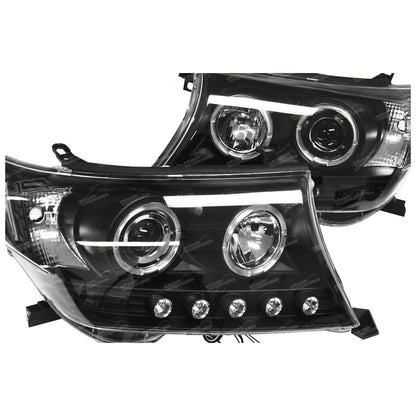 Angel-eye Projector LED Black Headlights for Toyota Landcruiser (2007–2015)