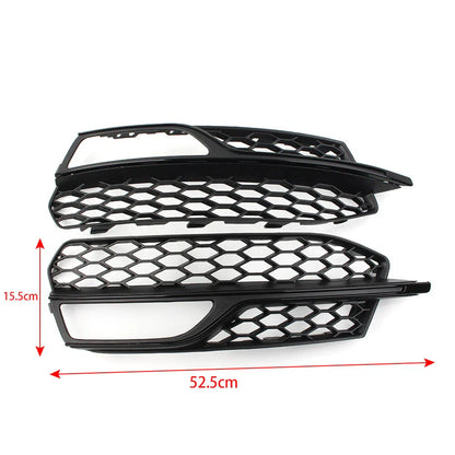 Left Honeycomb Mesh Front Bumper Fog Light Grille Cover for Audi A3 S3 (13-17)