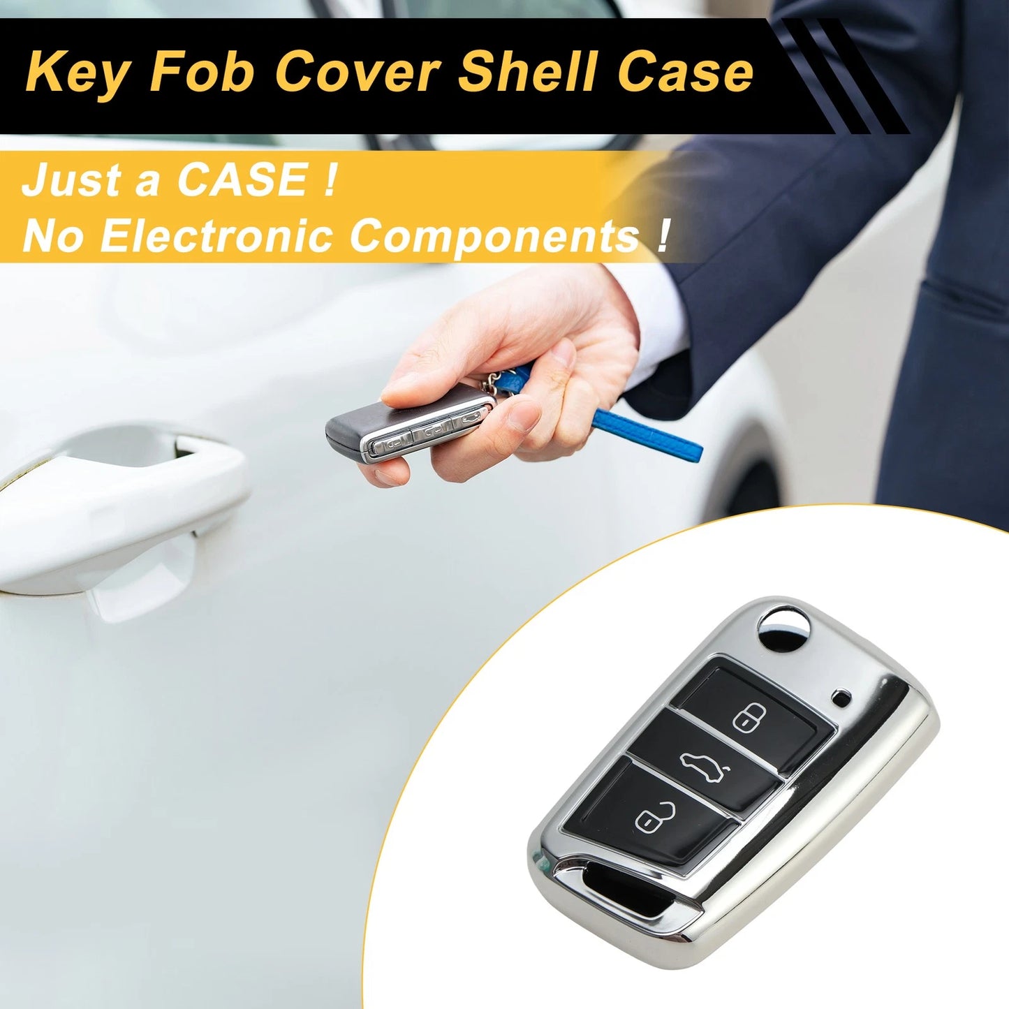 TPU Car Key Case for VW Golf, Polo 2G, 6R, 6C (3 Buttons)
