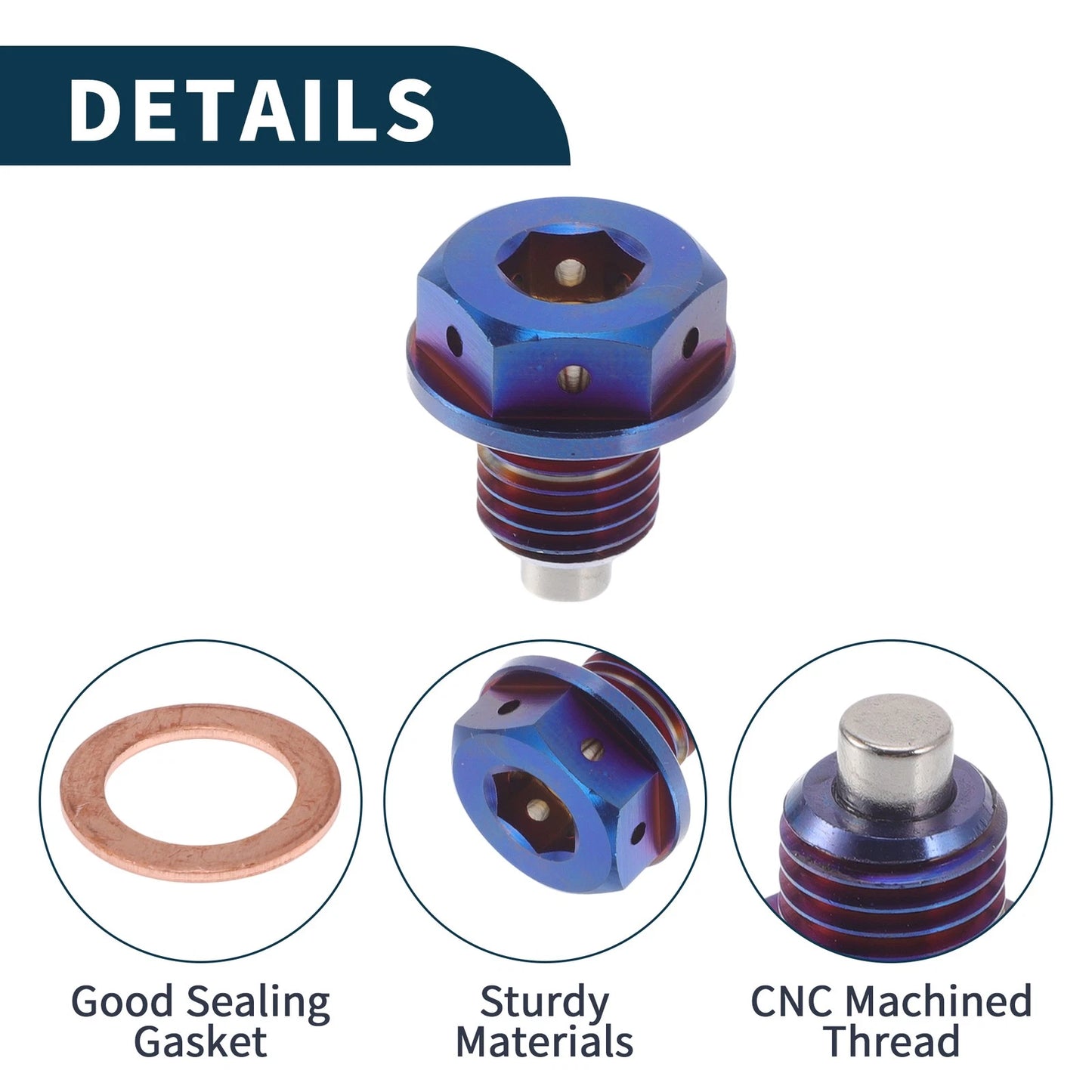 M12x1.5 Magnetic Oil Drain Plug for Universal Applications (1 Pc)