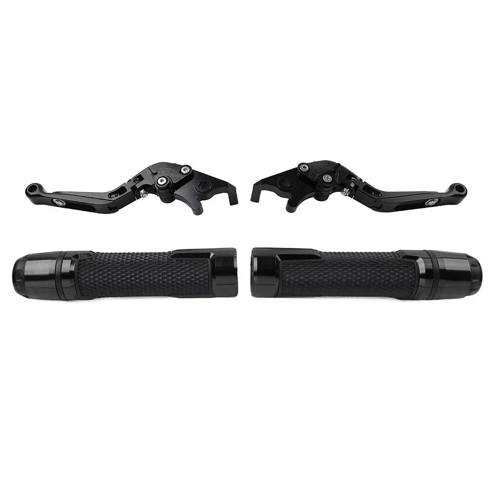 Black Extendable Brake Clutch Levers Grips Set for Kawasaki ZX636R (2003-2006)