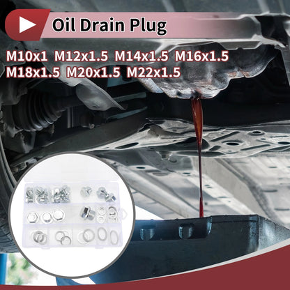Set of 2 M16x1.5 M12x1.5 Engine Oil Drain Plugs with Gasket for Car Motorcycle Boat