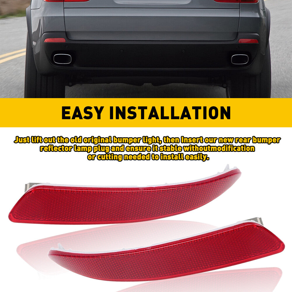 Set of 2 Rear Bumper Reflectors for BMW X5 E70 (2007–2010) Red