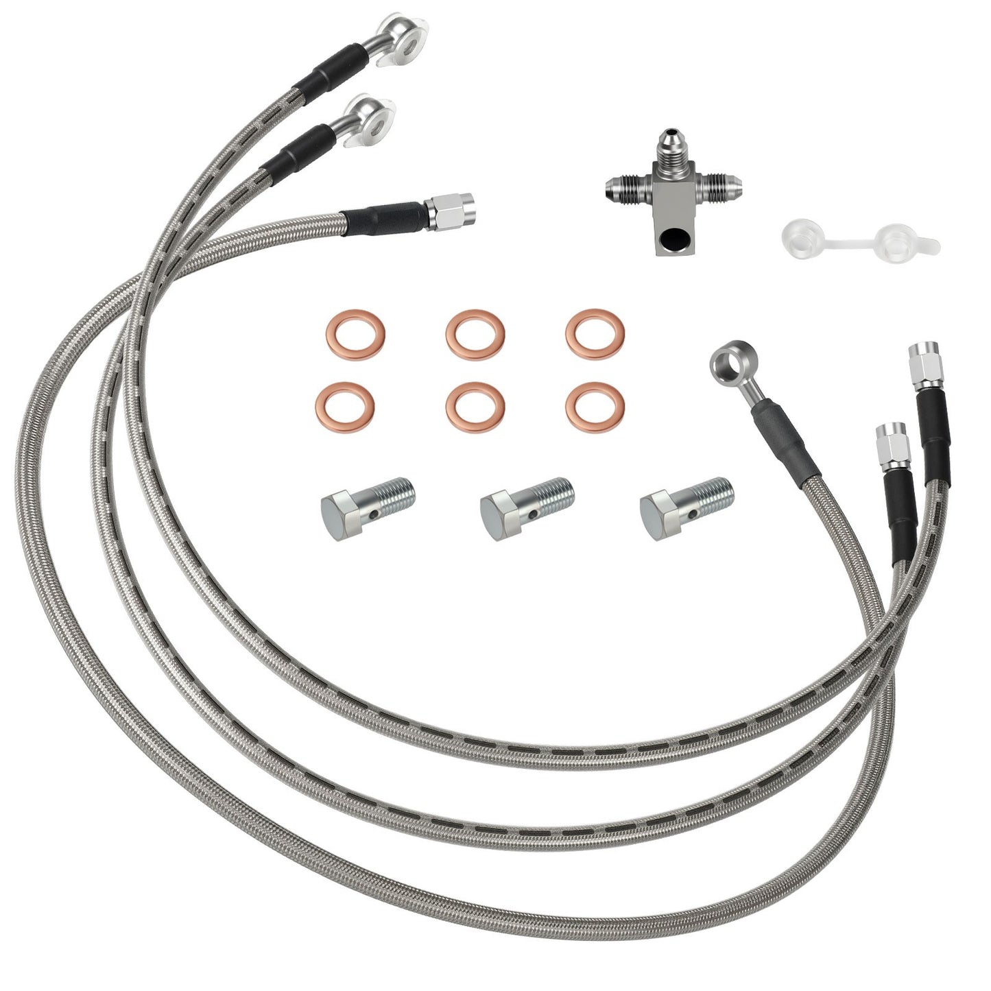 3 Stainless Steel Braided Front Brake Lines Kit for Kawasaki KFX400 (2003–2004)
