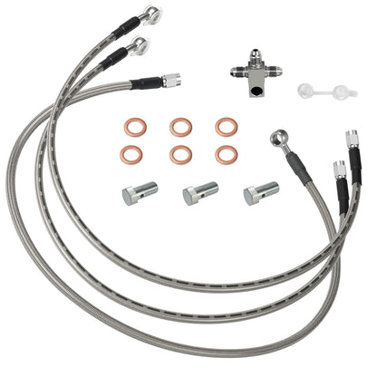 3 Stainless Steel Braided Front Brake Lines Kit for Kawasaki KFX400 (2003–2004)