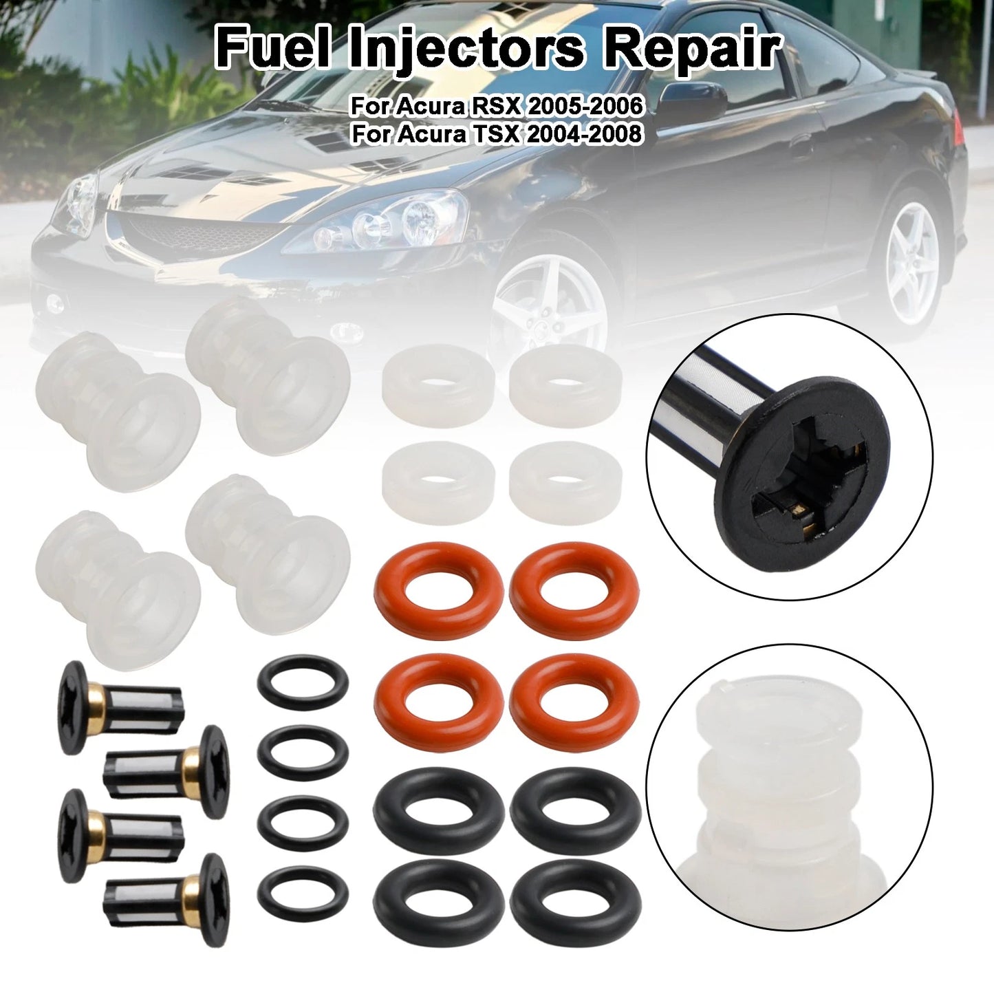 Fuel Injector O-Rings Seals Kit 16450-PRB-A01 for Acura RSX TSX (2002–2006)