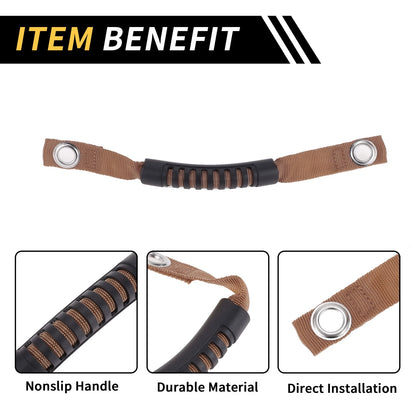 2X Roll Bar Grab Handles for Jeep Wrangler (2007–2018) - Brown