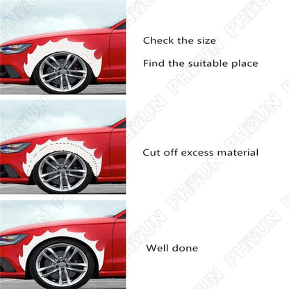 4 Pcs Black Flame Fender Stickers Decal for Car (No Year Specified)