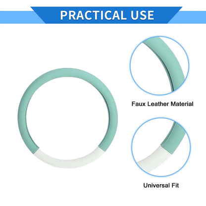 Steering Wheel Cover for 35-36.5cm Steering Wheel (White Light Green)