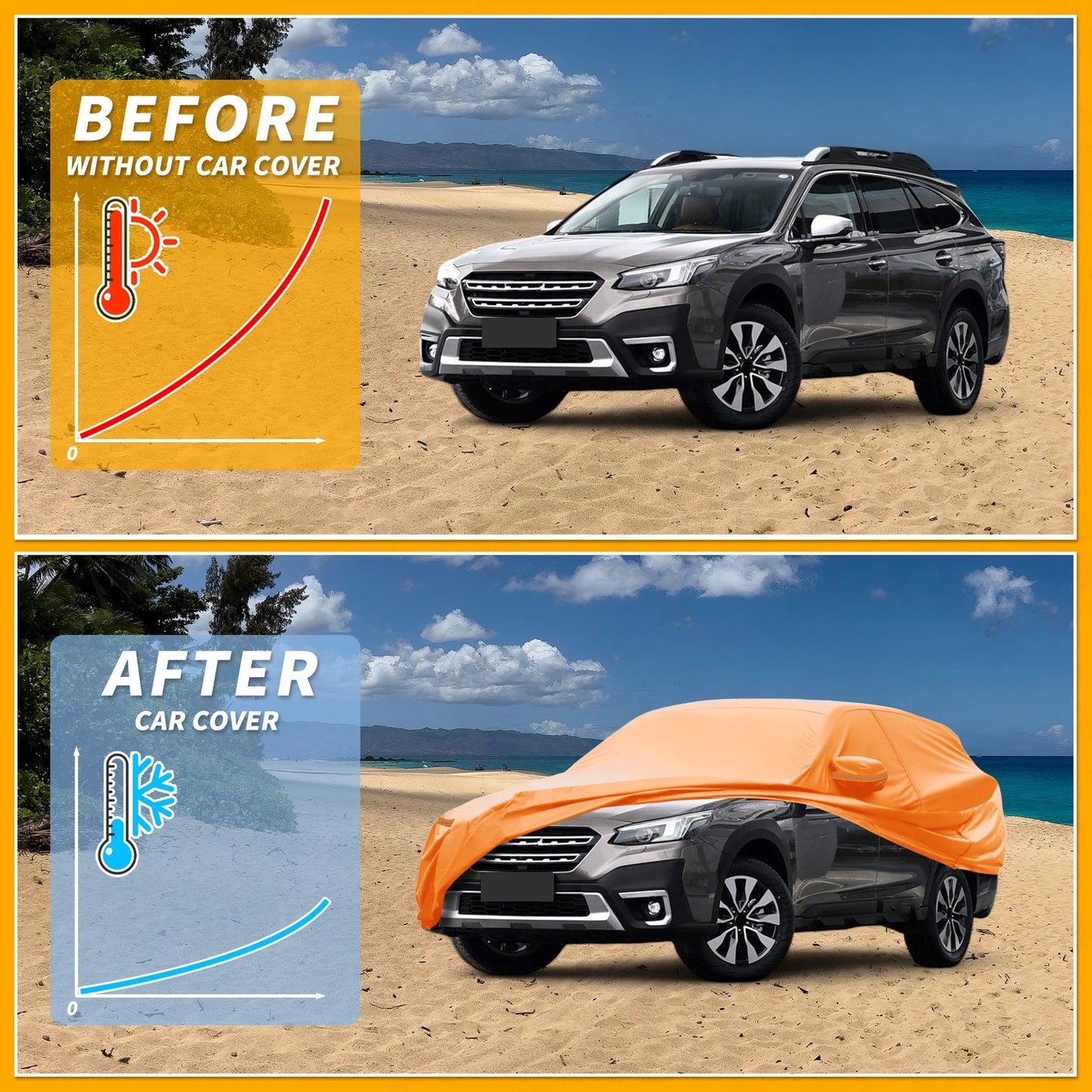 Waterproof Car Cover for Subaru Outback (210D-PU, Orange)