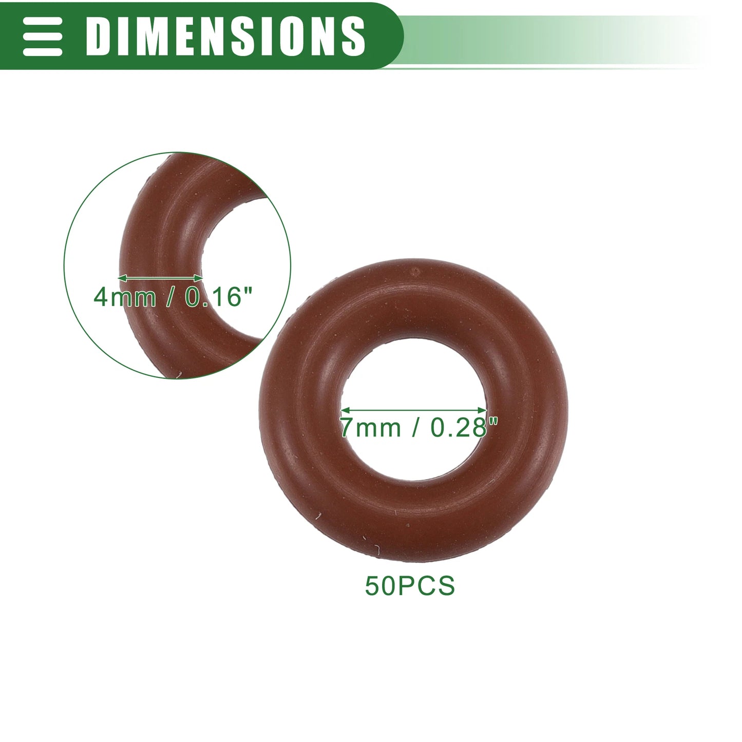 50pcs FKM Rubber O Ring Seal Gasket for Universal Cars 7mm ID x 4mm CS