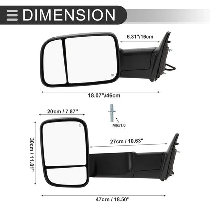 Tow Mirrors for Dodge Ram 1500 with Turn Signal Light Black 2 x (2009-2012)