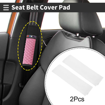 Set of 2 White Chenille Seat Belt Cover Pads for Universal Fit