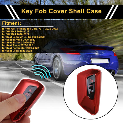 Red TPU Silicone Car Key Case for VW Golf 8 (2020–2023) - 3 Buttons